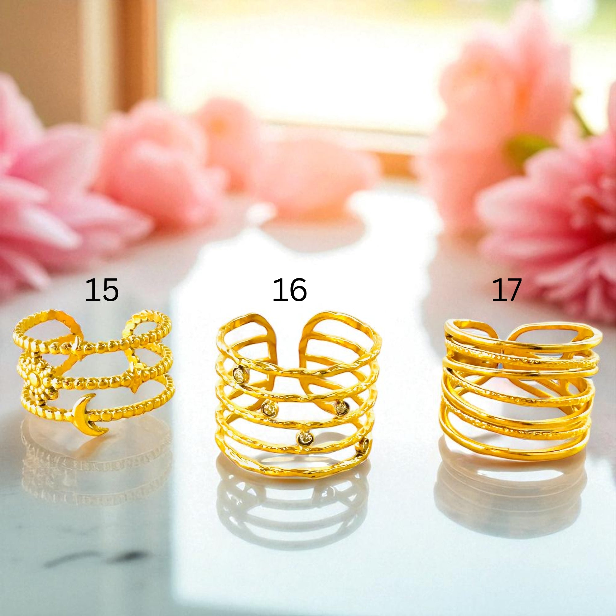 18K Gold Waterproof Stacking Rings