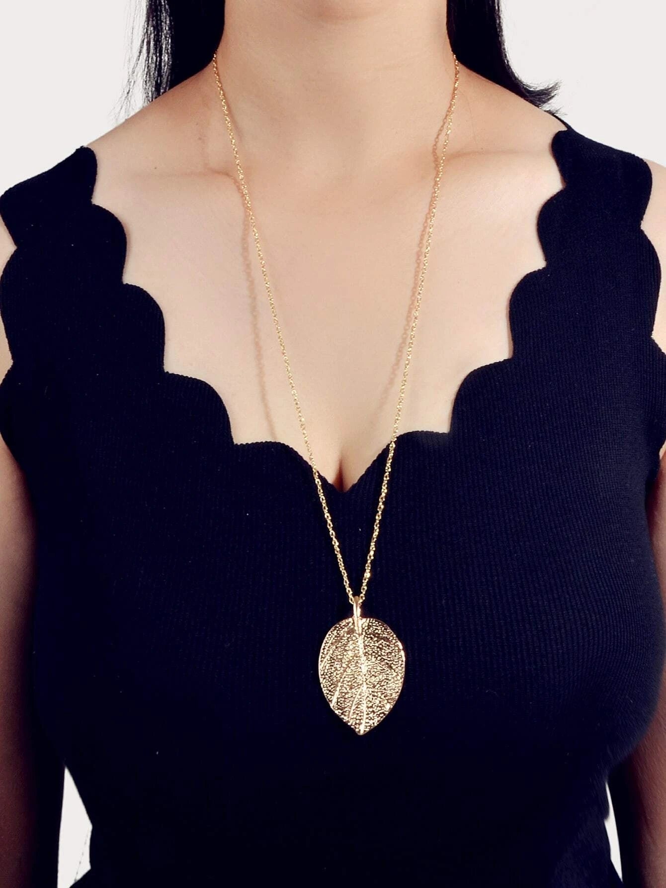 AU Post Boho Gold Chain Leaf Charm Long Necklace Bohemia Accessories Bib Jewelry