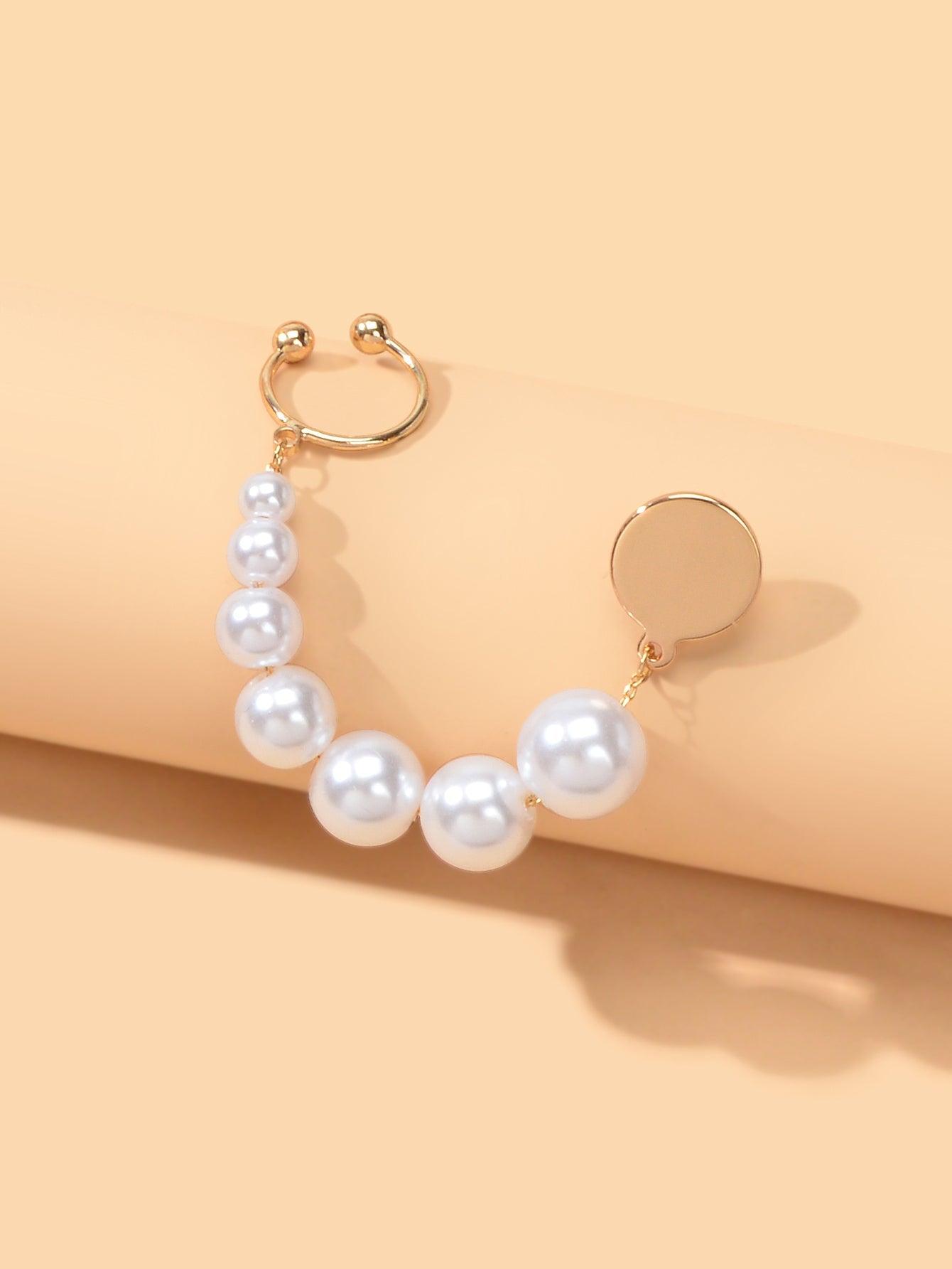 1 pc Cartilage Jewellery Gold Pearl Chain Wrap Ear Cuff Pierced Crawler Earrings