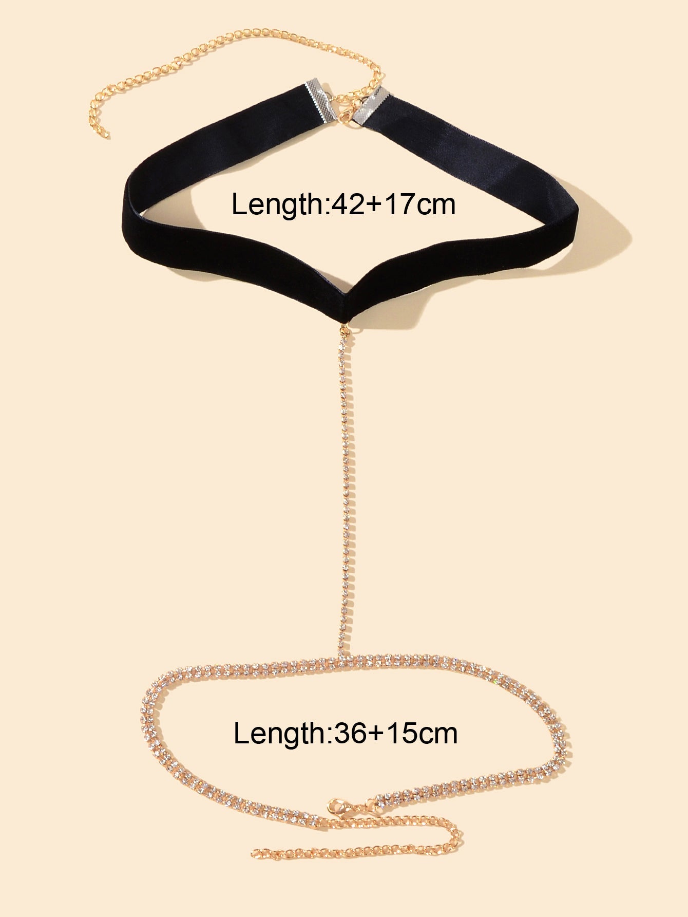 1pc Sexy Body Jewelry Gold Chain Crystal Black Velvet Bikini Stretchy Leg Chain