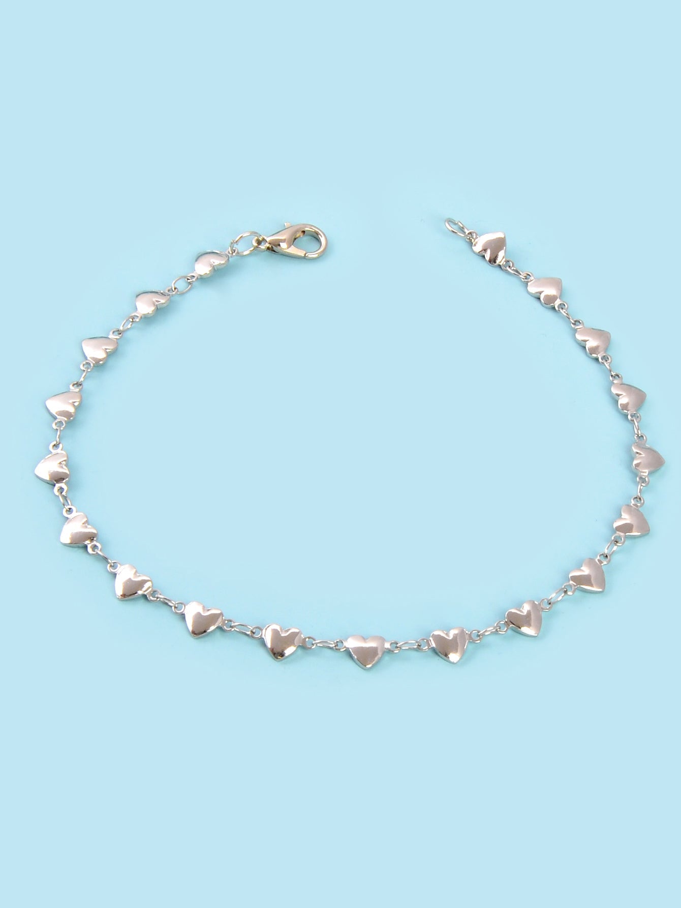 Adjuatable Silver Heart to Heart Anklet Bracelet Women Boho Foot Beach Jewellery