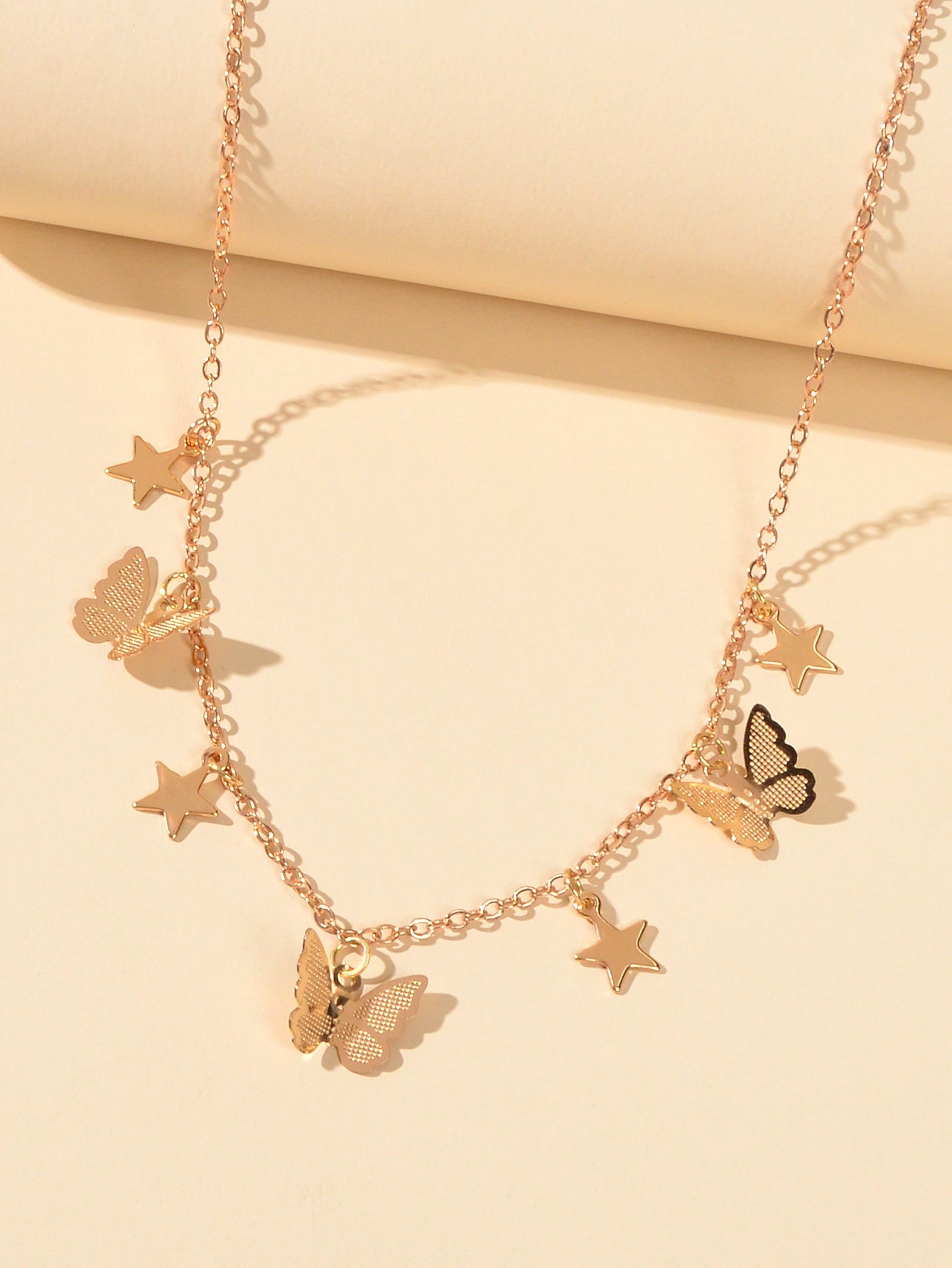 Trendy Gold Chain Star Butterfly Charm Collar Necklace Women Party Decoration