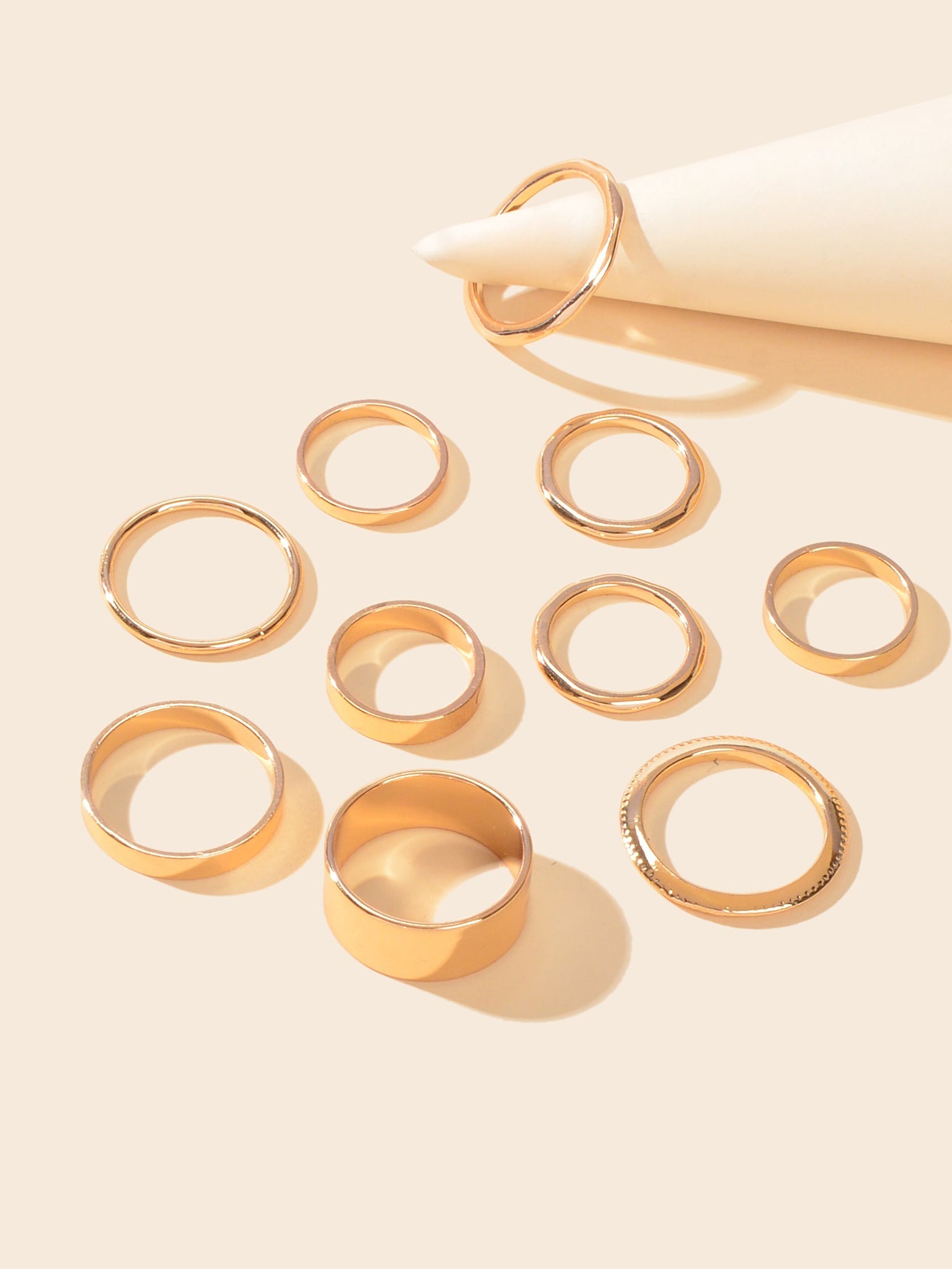 10 pcs Aesthetic Gold Circle Joint Finger Knuckle Stacking Midi Rings Size Mixed