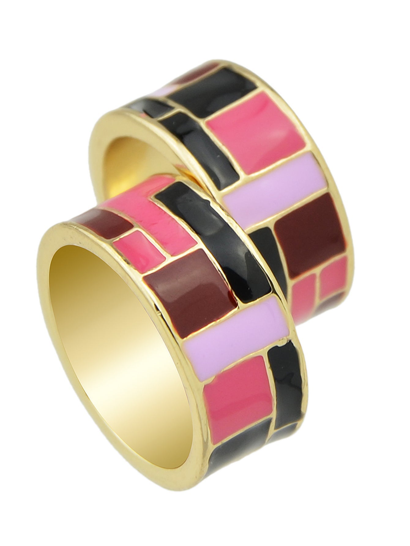 1pc Ethnic Traditional Jewellery Colorful Geometric Pattern Bohemian Finger Ring