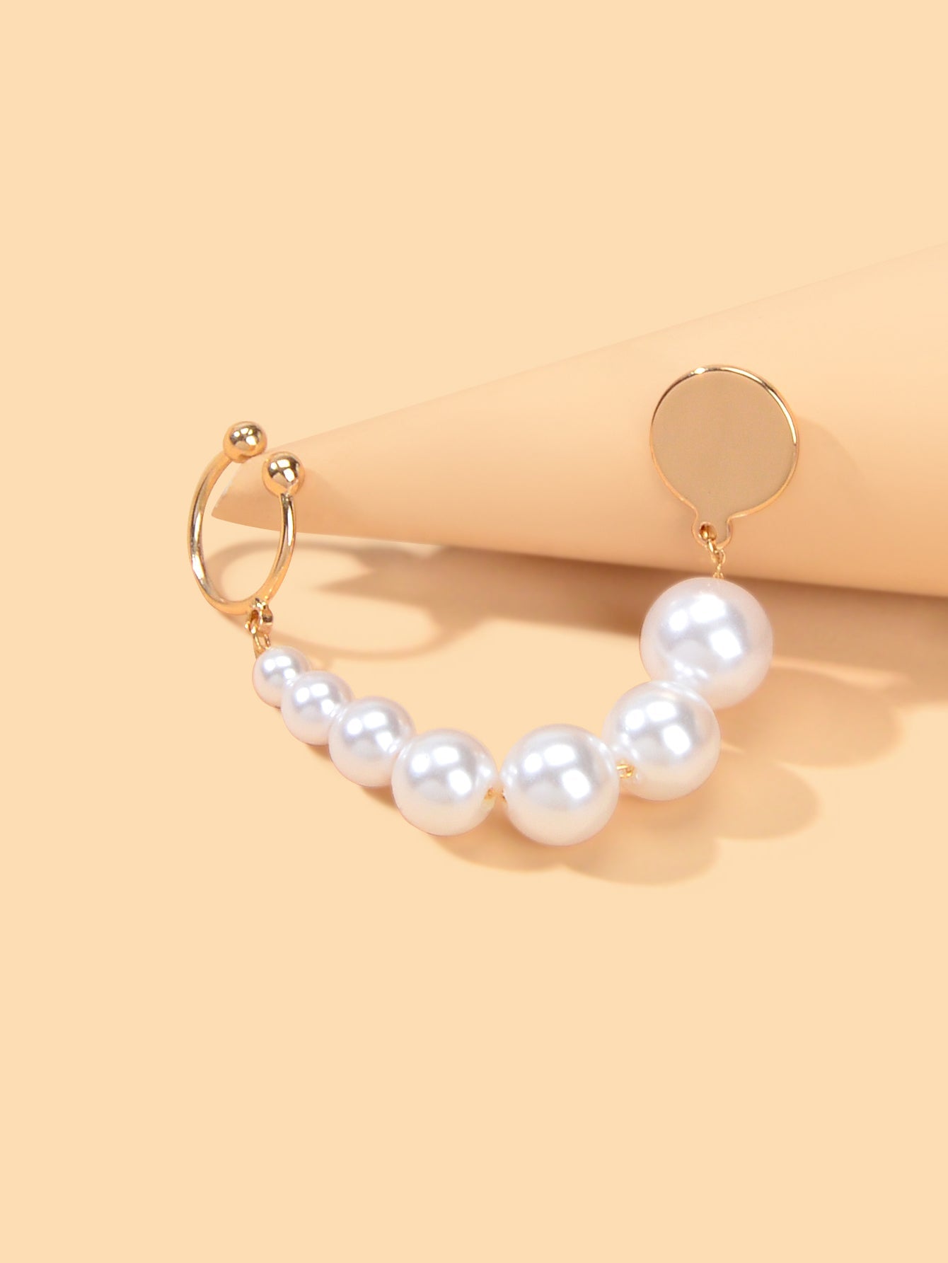 1 pc Cartilage Jewellery Gold Pearl Chain Wrap Ear Cuff Pierced Crawler Earrings