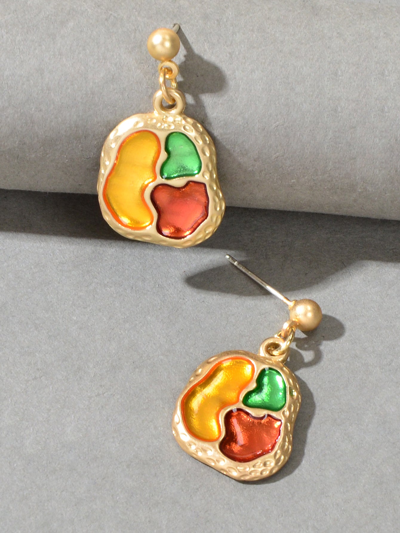 Art Designer Jewellery Colorful Palette Shape Gold Plated Pierced Party Earrings