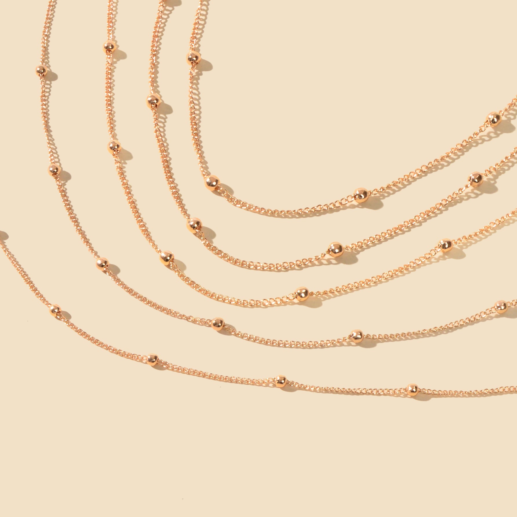 5pcs Gold Beads Chain Layered Necklaces Simple Short Chokers Delicate Jewellery