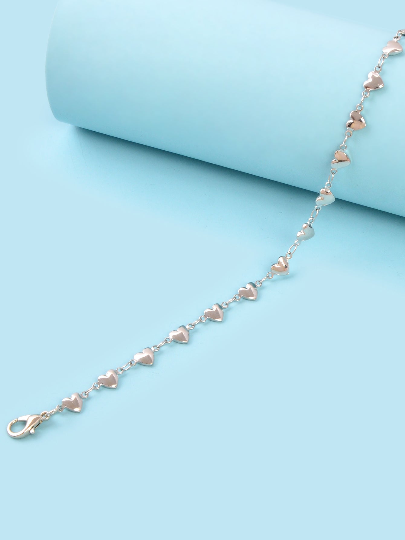 Adjuatable Silver Heart to Heart Anklet Bracelet Women Boho Foot Beach Jewellery