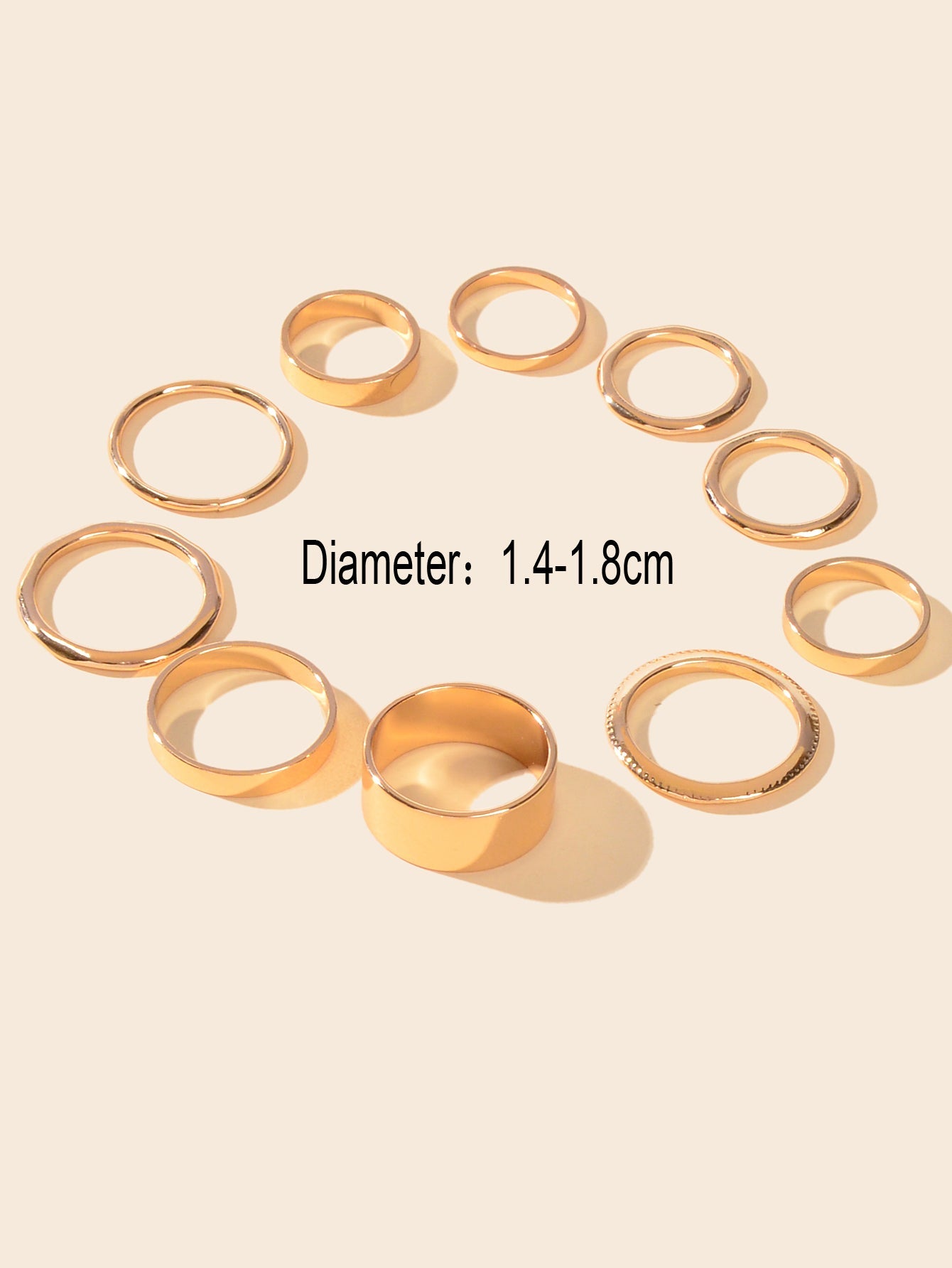 10 pcs Aesthetic Gold Circle Joint Finger Knuckle Stacking Midi Rings Size Mixed