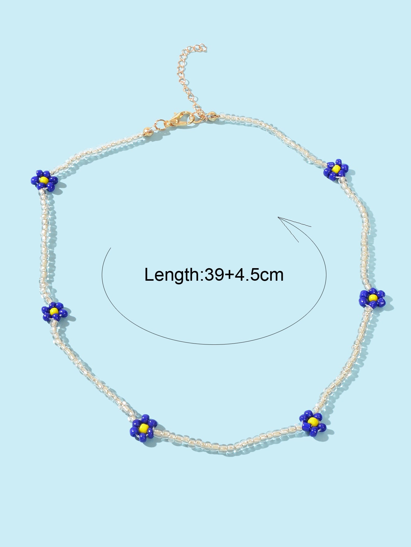 Boho Handmade Seed Beads Choker Blue Flower Collar Necklace Prom Party Jewellery
