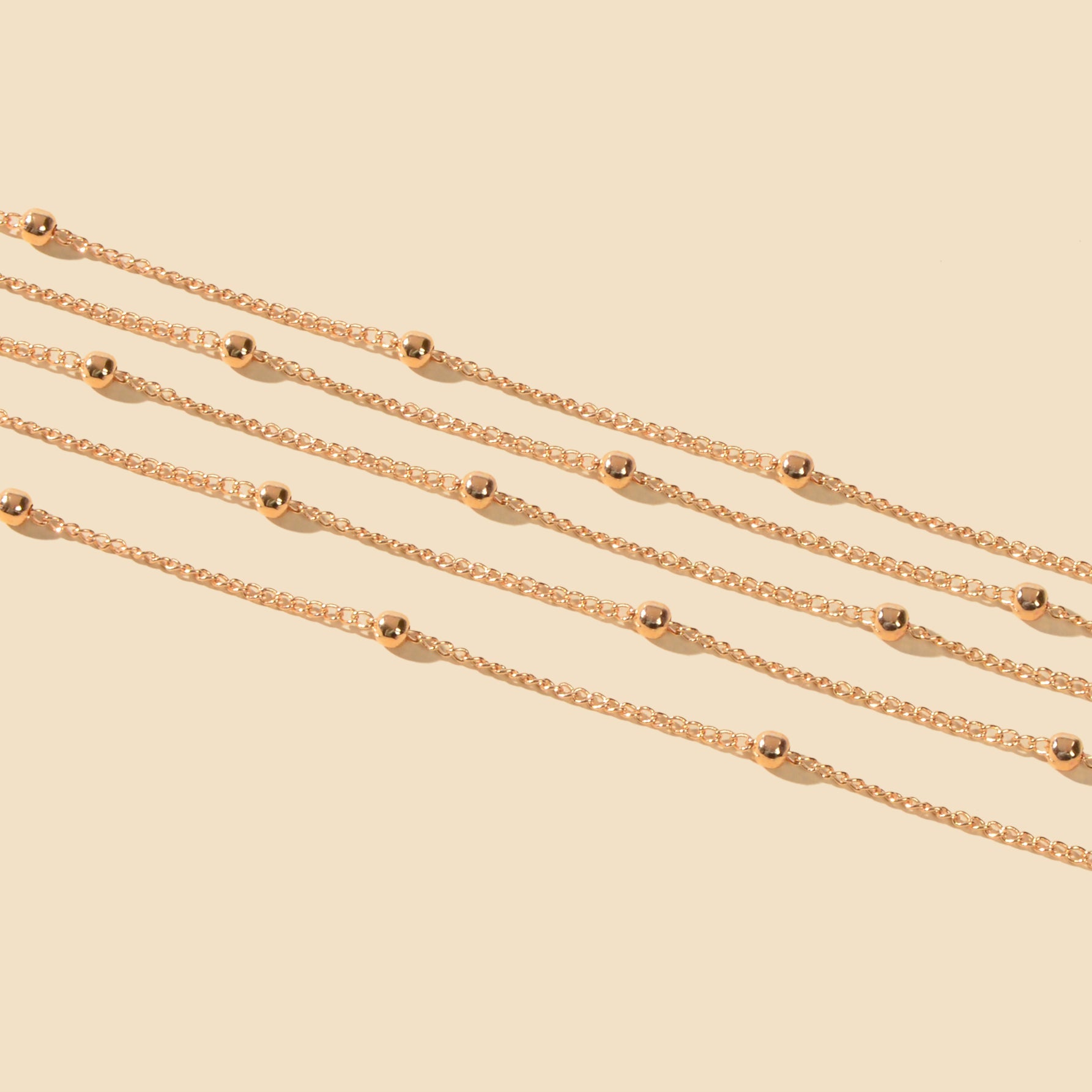 5pcs Gold Beads Chain Layered Necklaces Simple Short Chokers Delicate Jewellery
