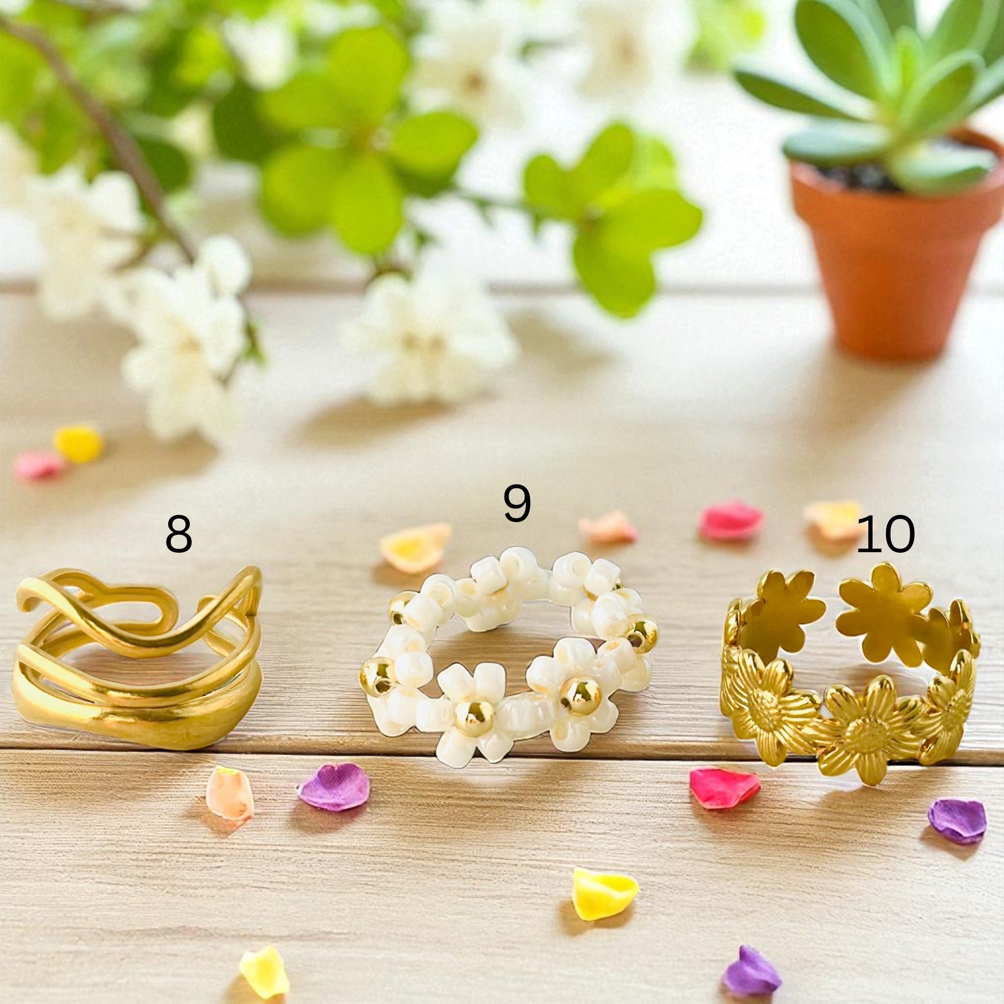 18K Gold Waterproof Stacking Rings