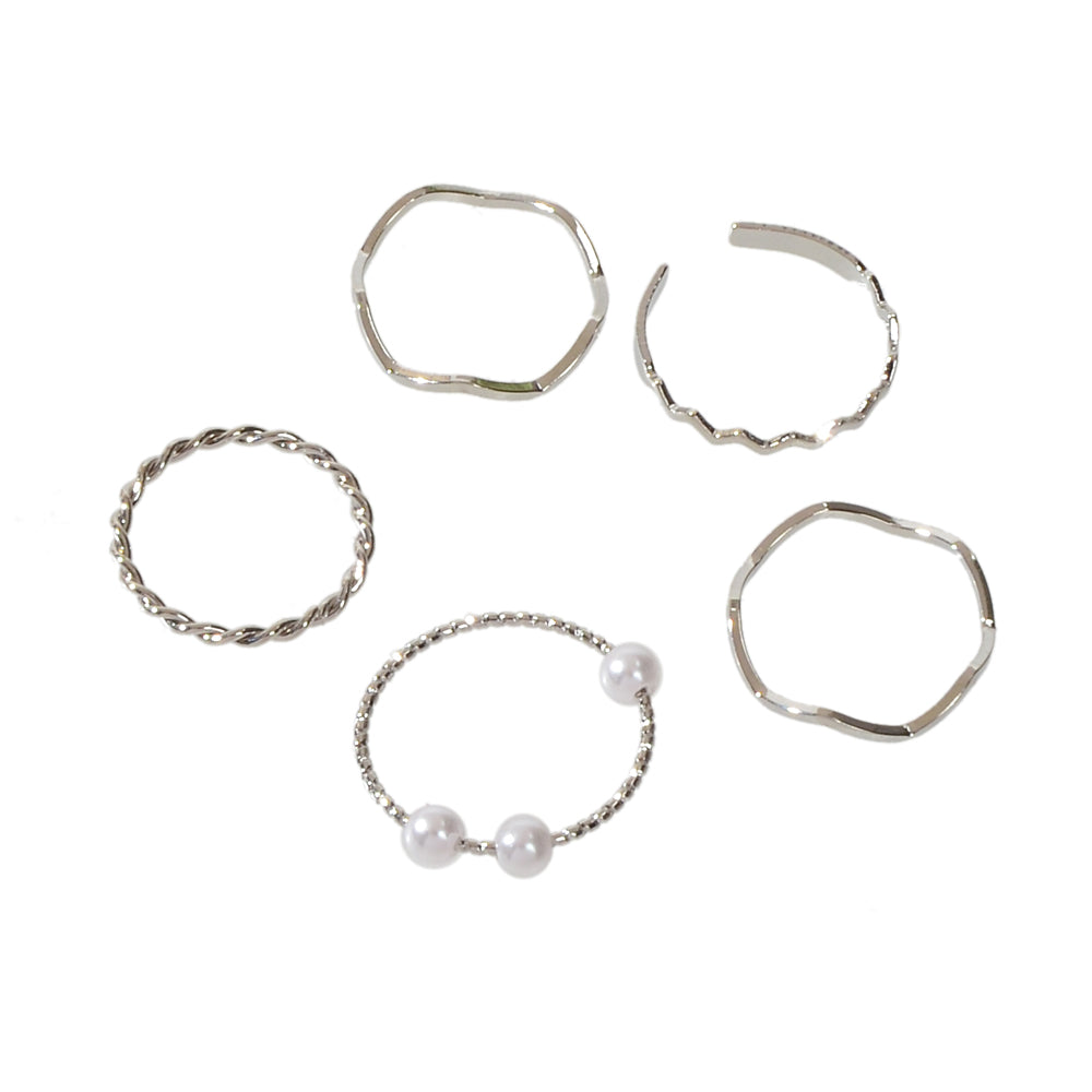 5 pcs Fashion Jewellery Pearl Decor Minimalist Finger Midi Finger Knuckle Rings