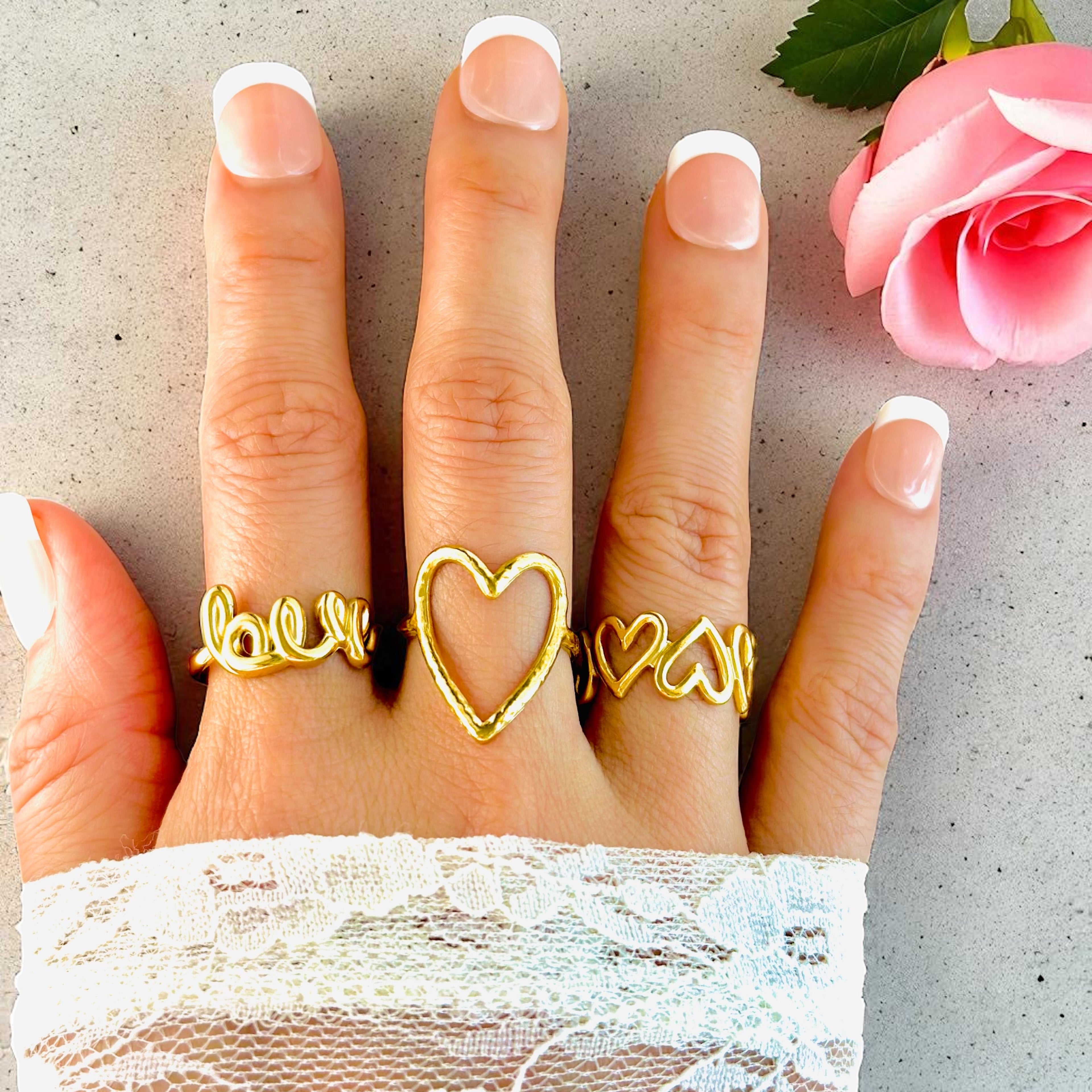 18K Gold Waterproof Stacking Rings