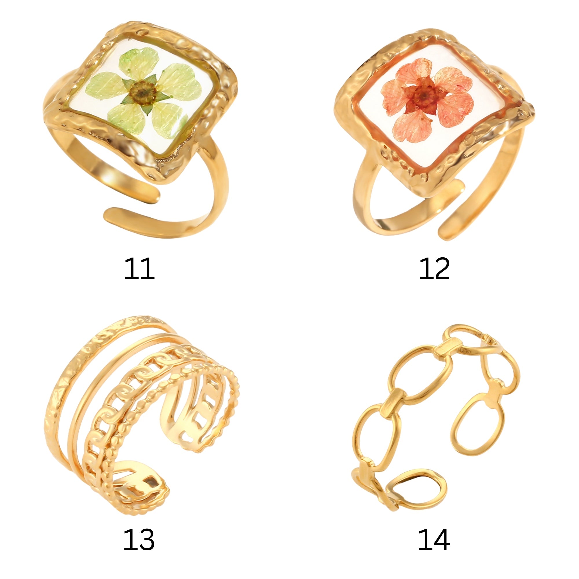 18K Gold Waterproof Stacking Rings