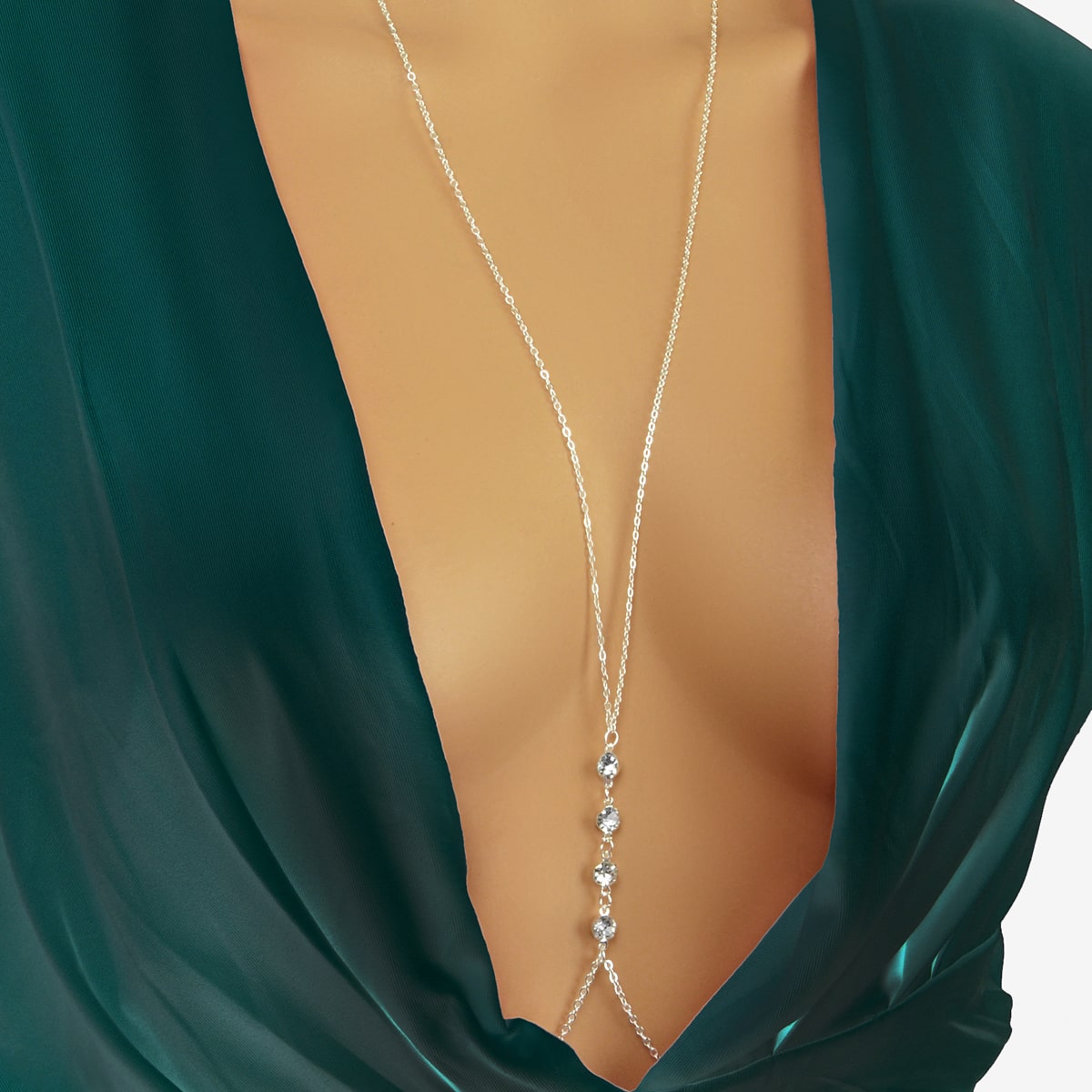 Dazzling Rhinestone Double-Layer Body Chain Glamorous Statement Jewelry