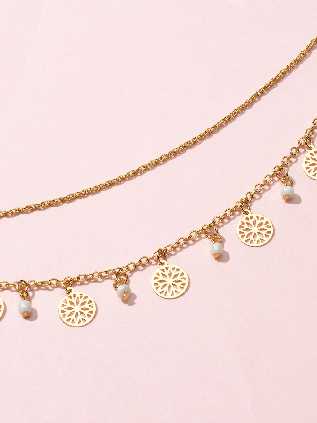 AU Stock Foot Beach Jewellery Doublelayer Chain Beads Disc Charm Anklet Bracelet