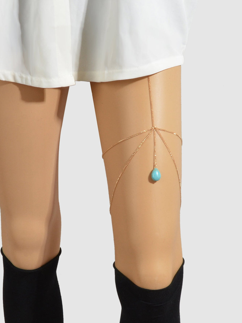 Boho Chic Sexy Multi-layer Gold Silver Turquoise Leg Chain Beach Body Chain Gift