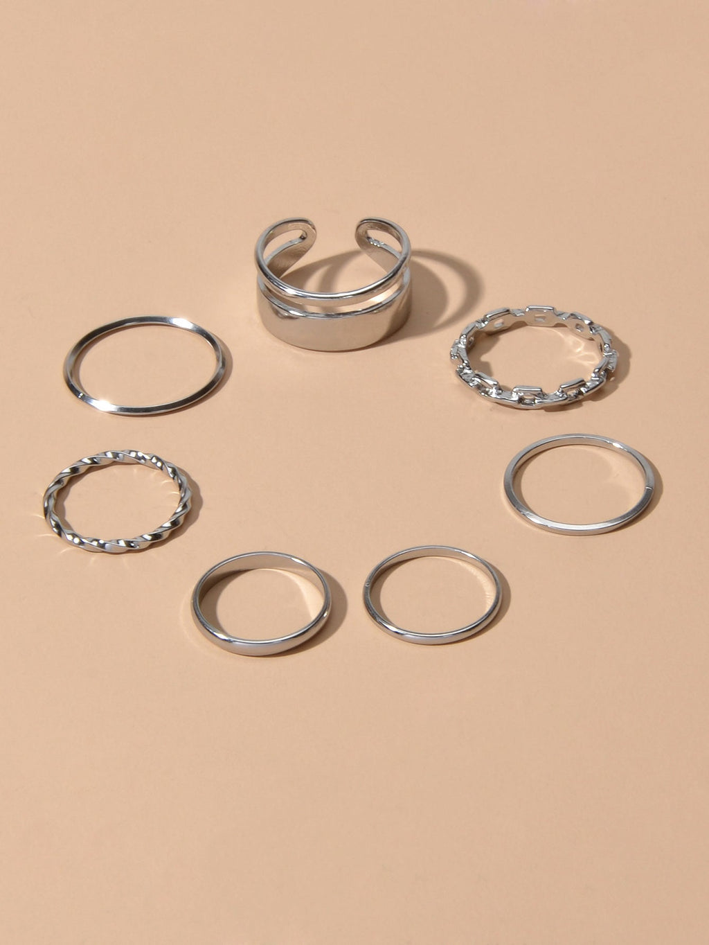 7 pcs Minimalist Gold Silver Stackable Multiple Knuckle Finger Trendy Rings Set