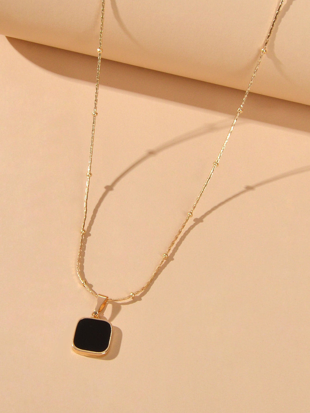 AU Stock Gold Chain Black Enamel Square Charm Necklace Women Fashion Accessories