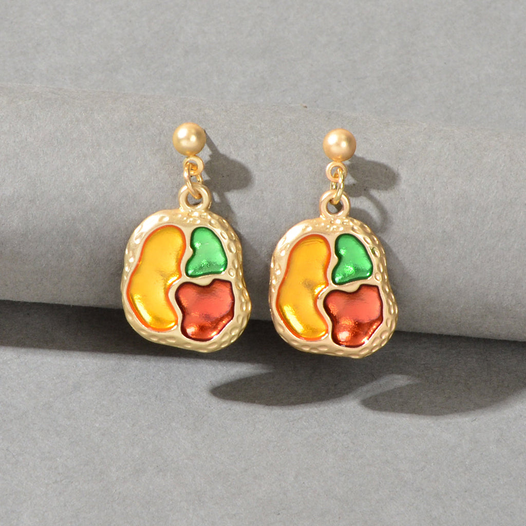 Art Designer Jewellery Colorful Palette Shape Gold Plated Pierced Party Earrings