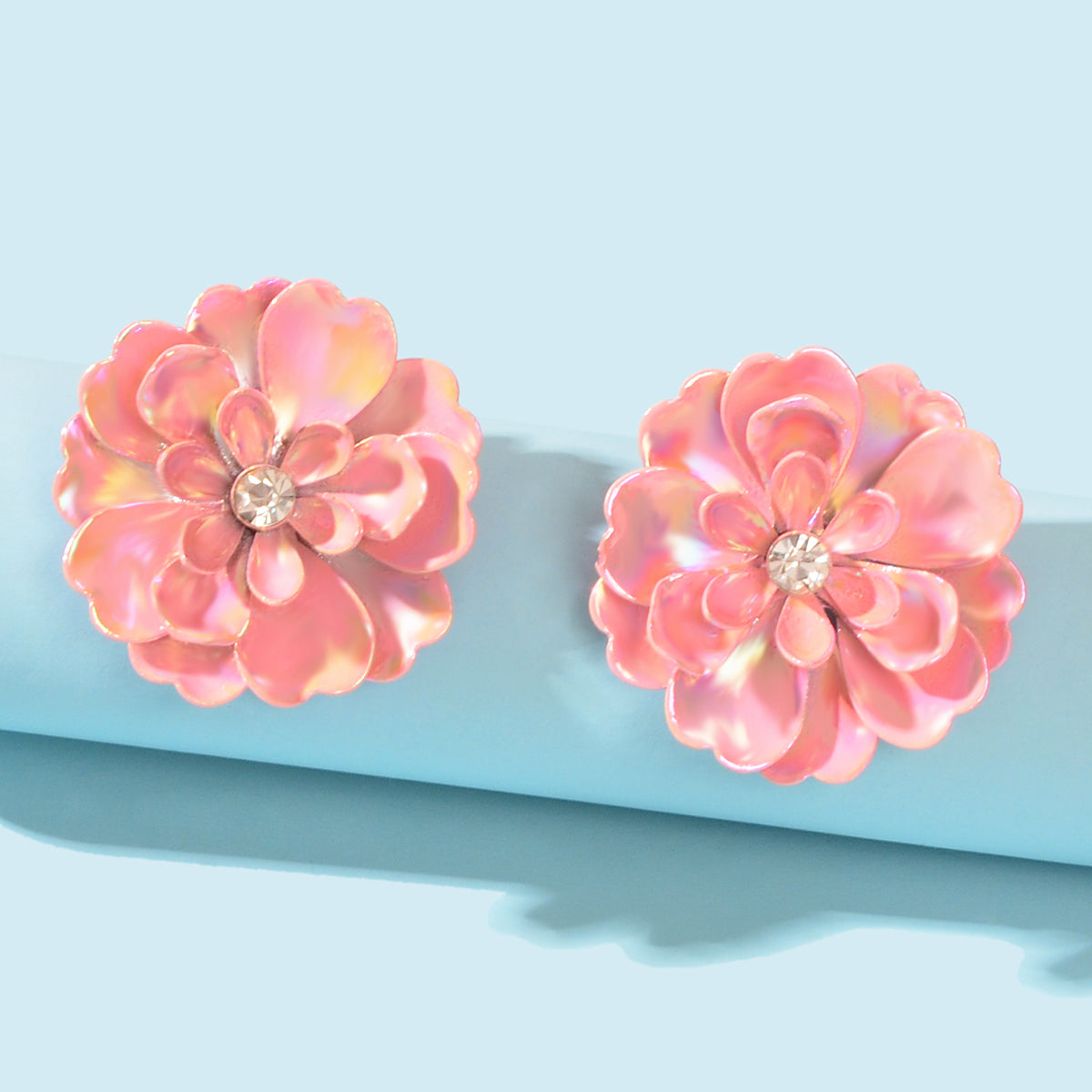Sweet Elegant Pink Blooming Flower Daisy Stud Earrings Gifts Present Valentines