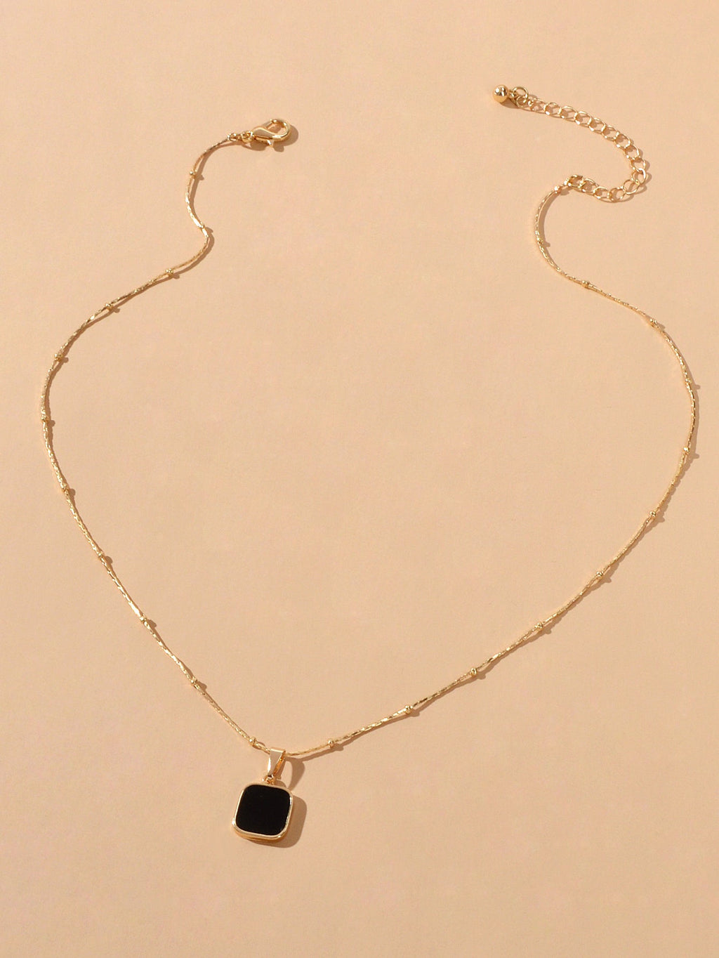AU Stock Gold Chain Black Enamel Square Charm Necklace Women Fashion Accessories