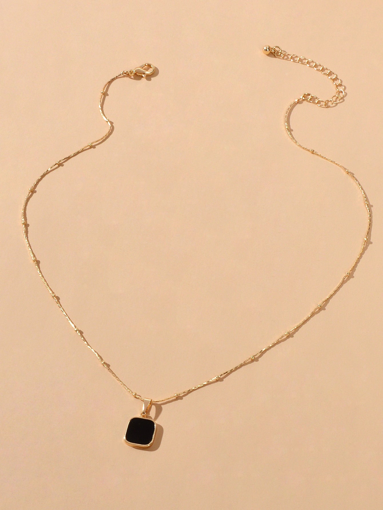 AU Stock Gold Chain Black Enamel Square Charm Necklace Women Fashion Accessories