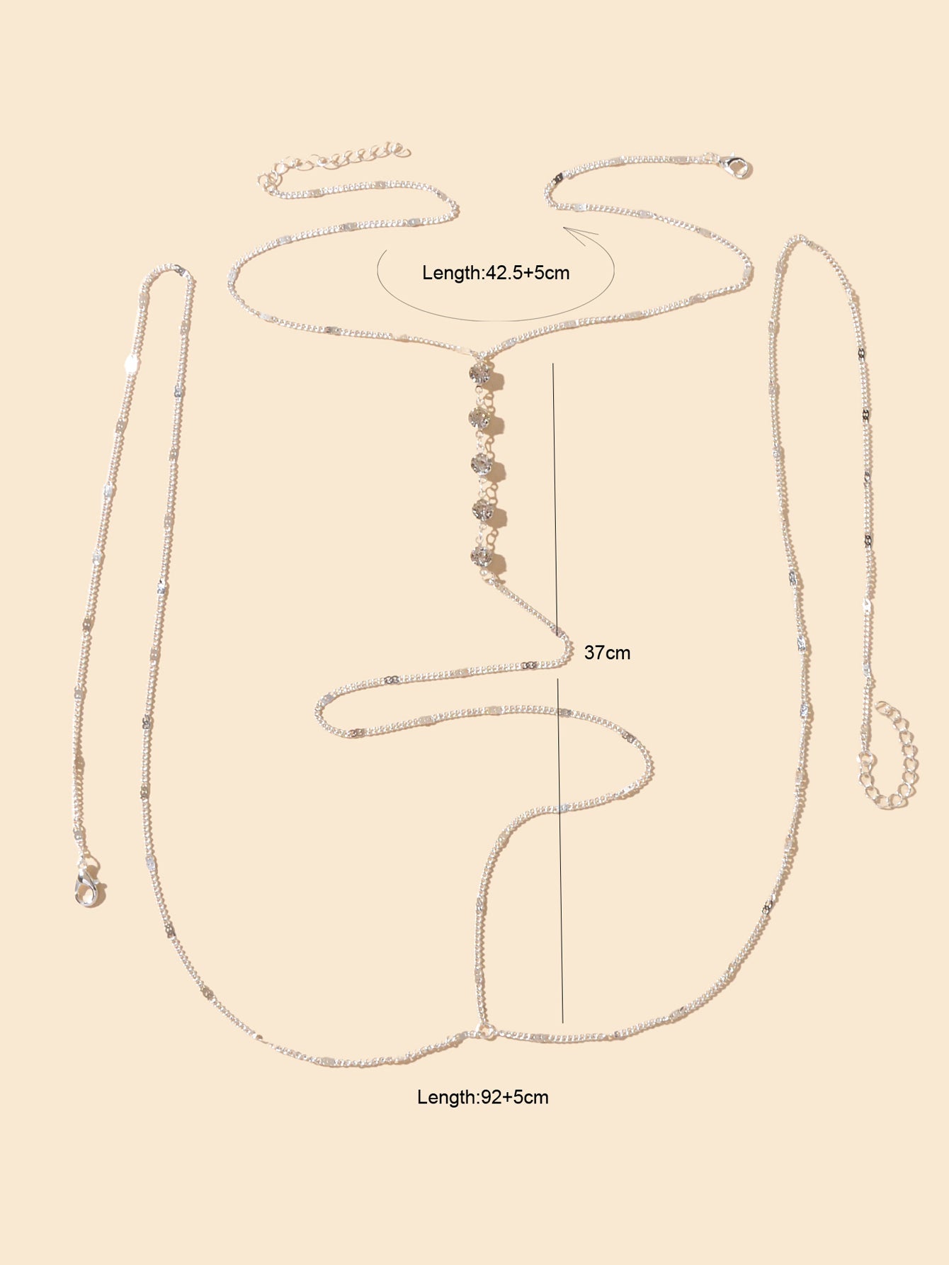 Sexy Rhinestone Decor Thin Bra Bikini Waist Belly Body Chains Beach Body Jewelry