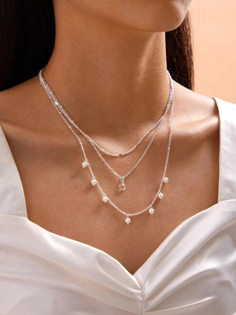 AU Local Fashion Pearl Charm Gold Multi-layer Chain Necklace New Style Jewellery