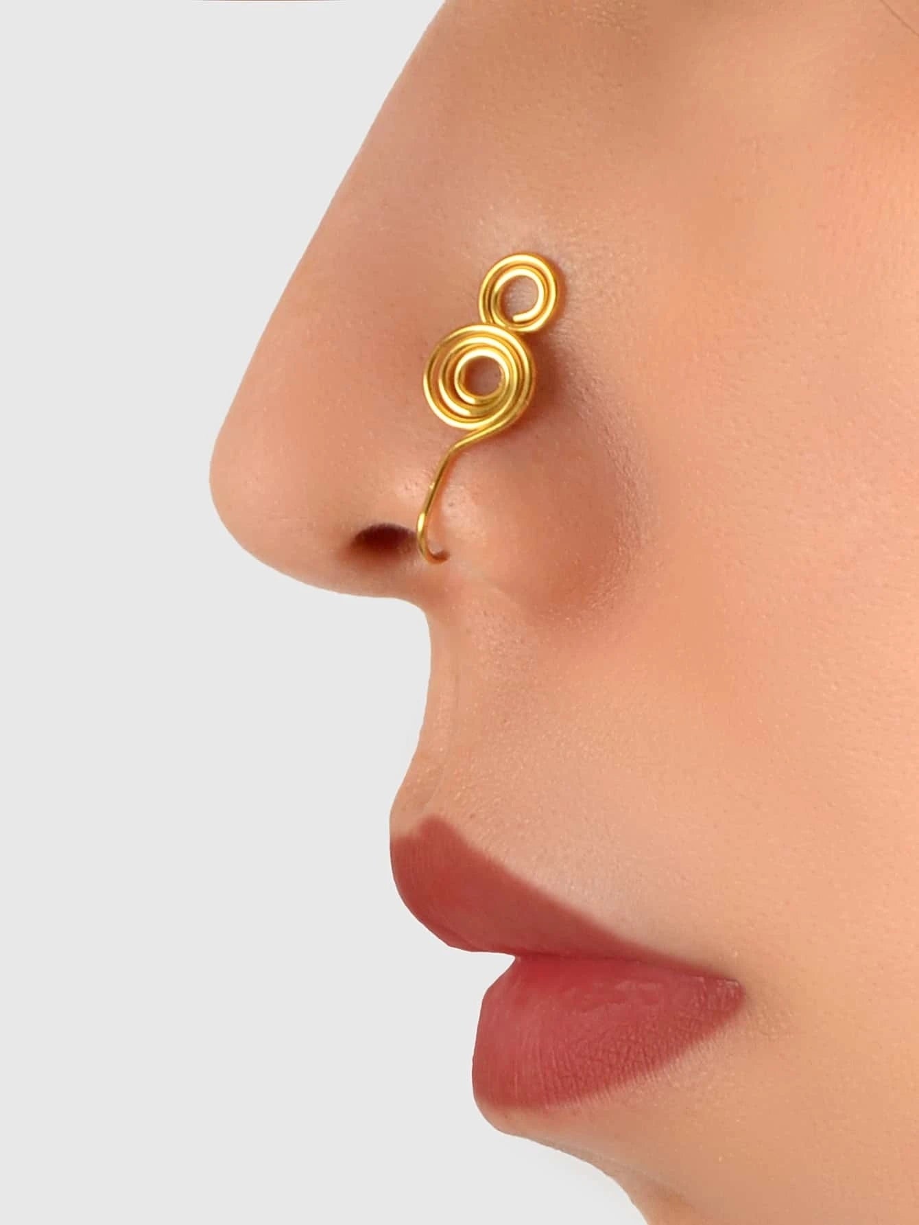 Punk Circle Fake Lip Ear Nose Ring Hanger Clip On Non Piercing Body Jewellery