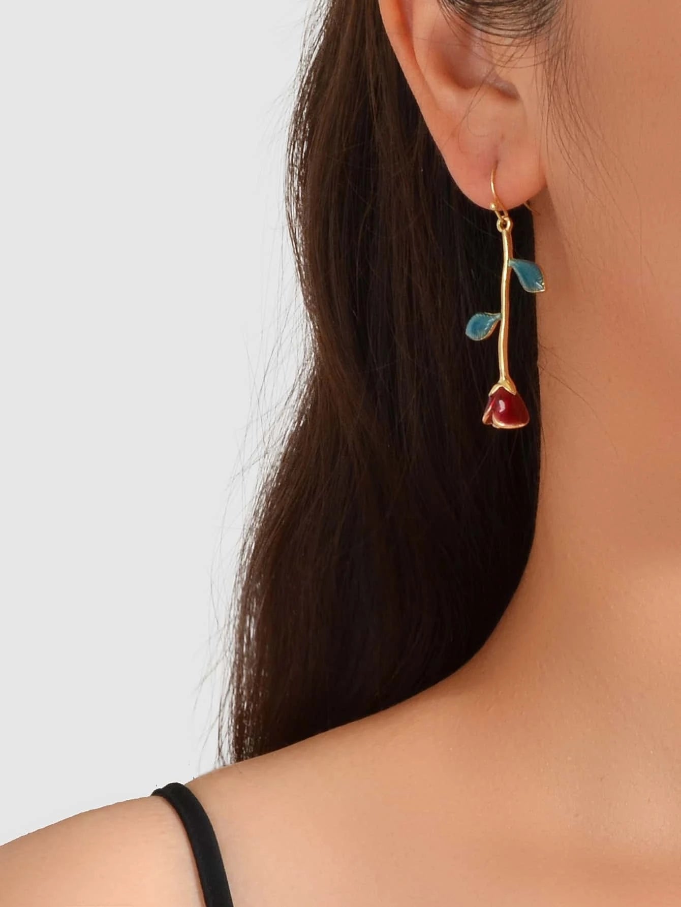 Feelontop Winered Rose Flower Drop Dangle Earrings Women Teens Party Accessories