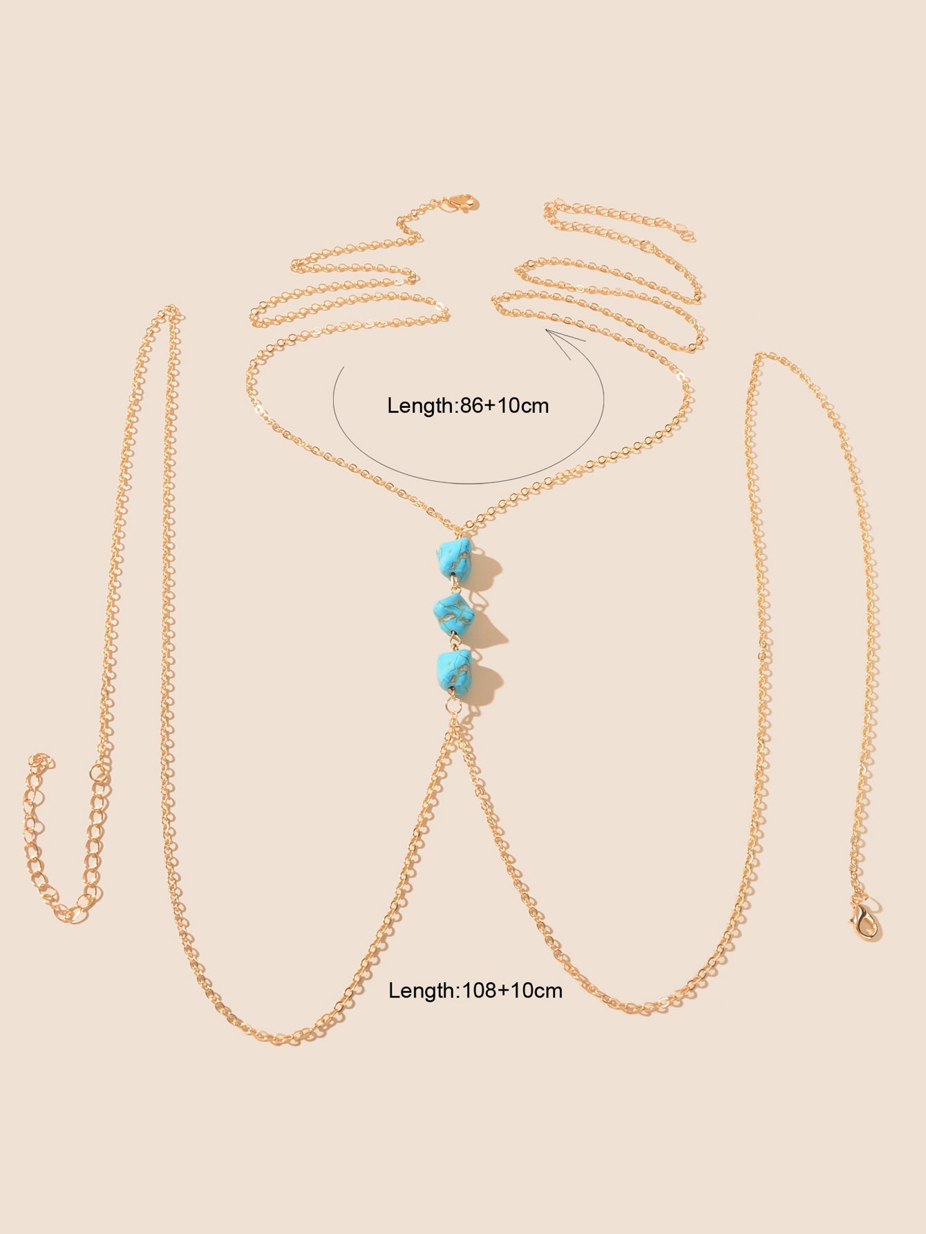 Boho Chic Turquoise Decor Beach Bikini Body Jewelry Gold Body Chain Belly Chain