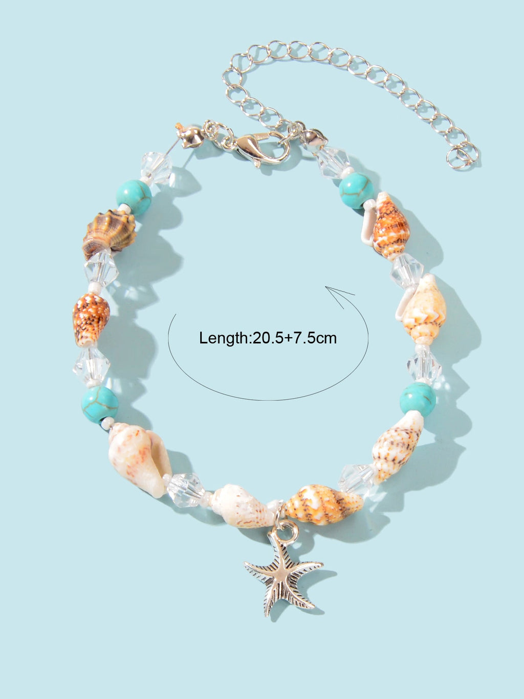Boho Chic Handmade Shell Anklet Starfish Turquoise Bead Foot Chain Beach Jewelry