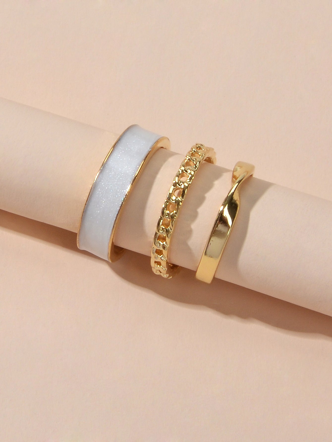 3 pcs Retro Stackable White Enamel Midi Knuckle Ring set Multiple Bulk Pack Ring