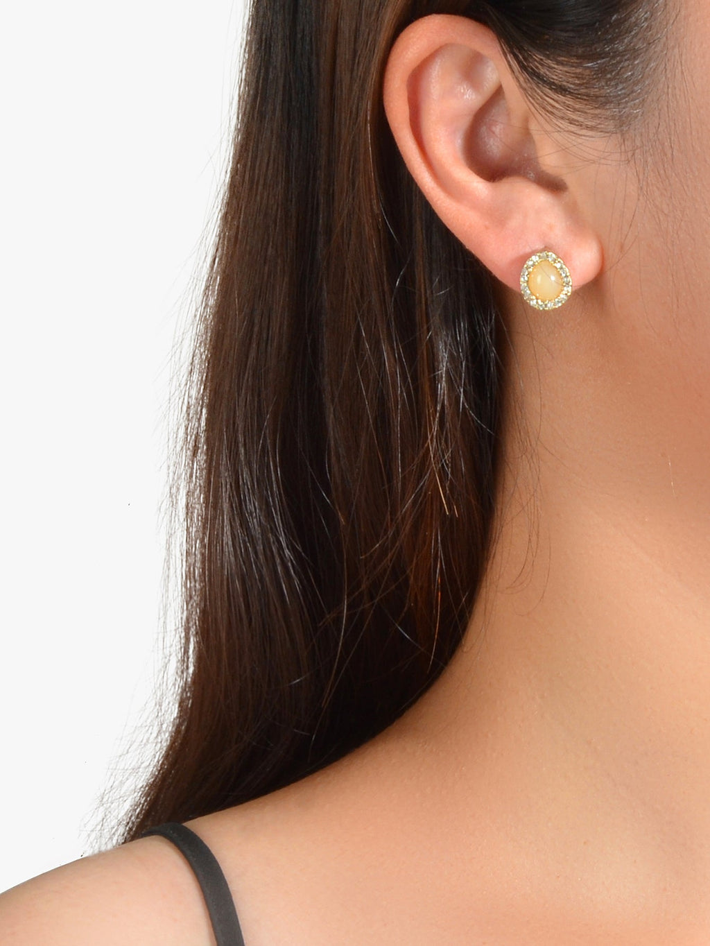 Exquisite Full Rhinestone Opal Decoration Water Droplets Stud Women Earrings