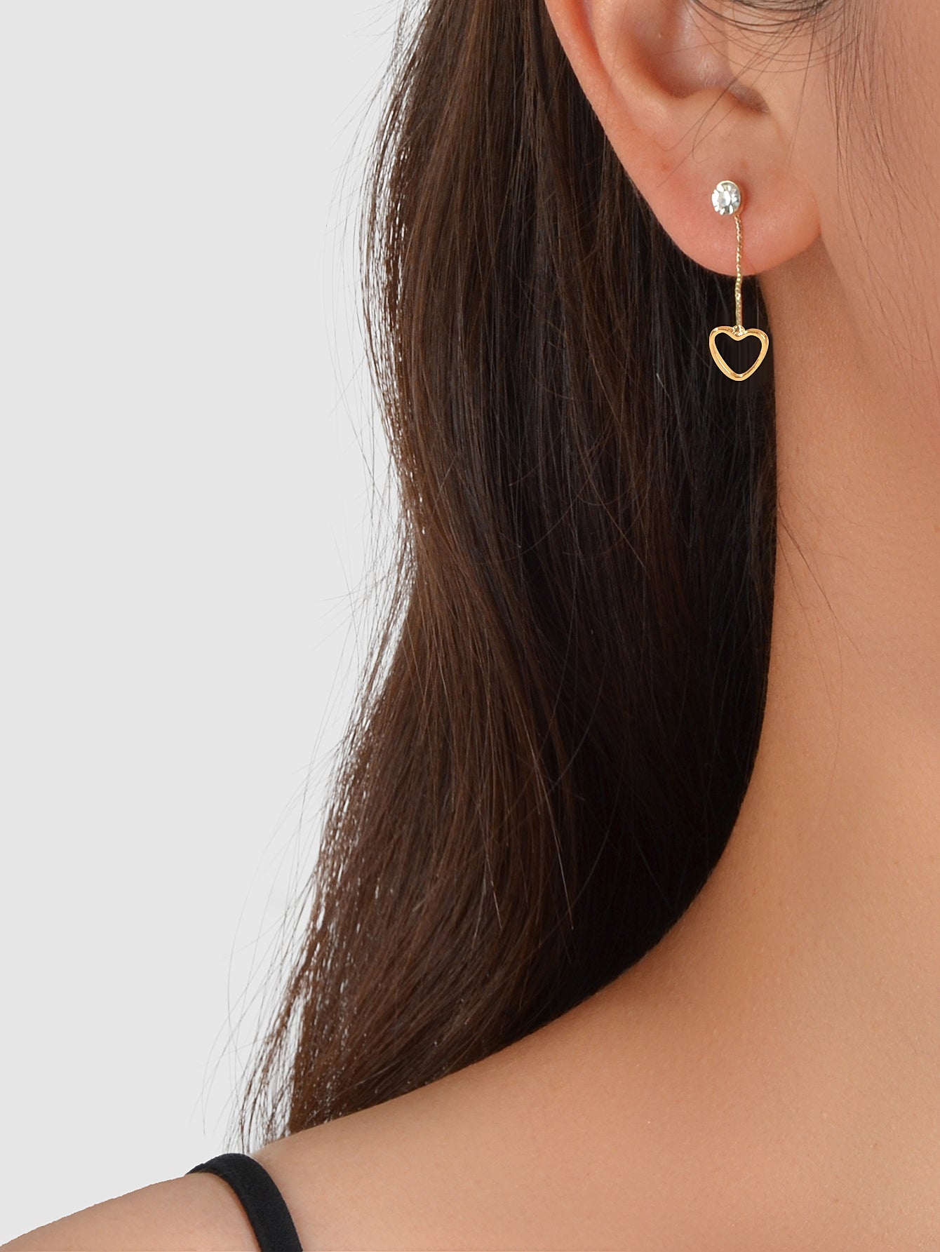 Female Jewellery Simulated Zircon Gold Chain Love Heart Charm Pendant Earrings