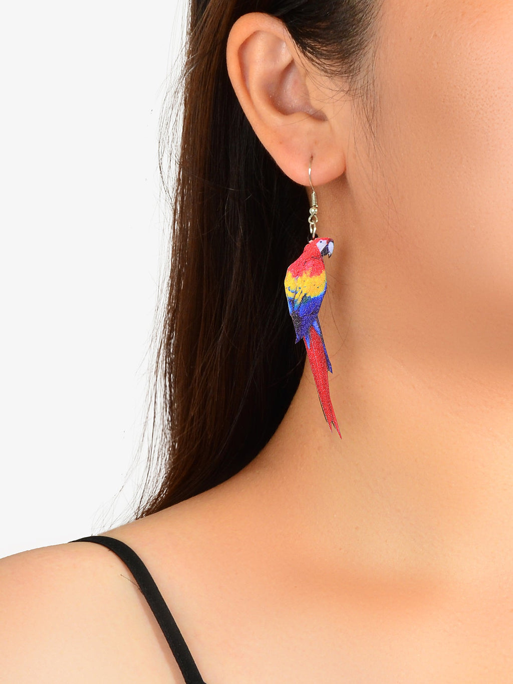 Bohemian Funny Multi-colored Acrylic Parrot Big Dangle Holiday Party Earrings