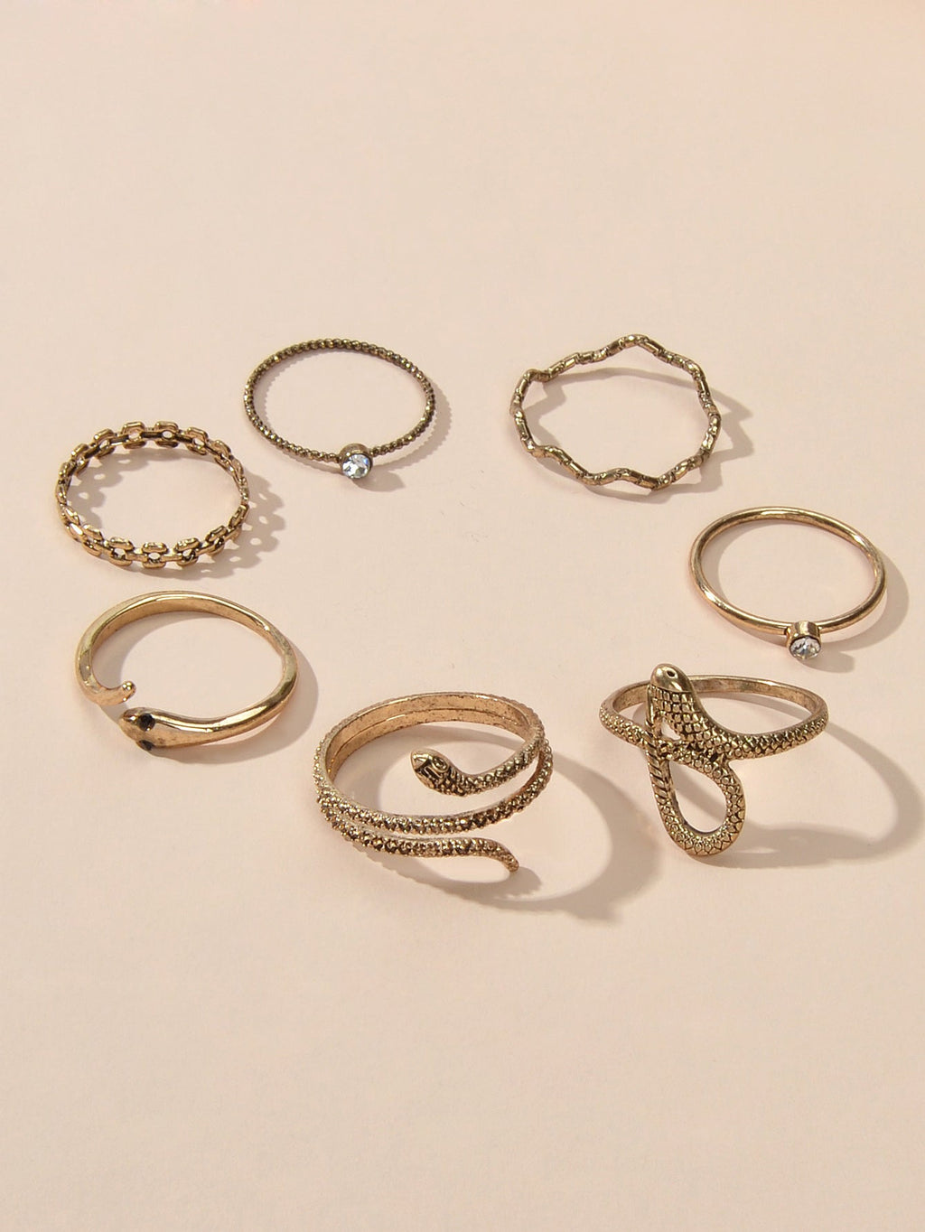 Multiple 7pcs Vintage Boho Chic Antique Gold Snake Midi Finger Knuckle Rings set