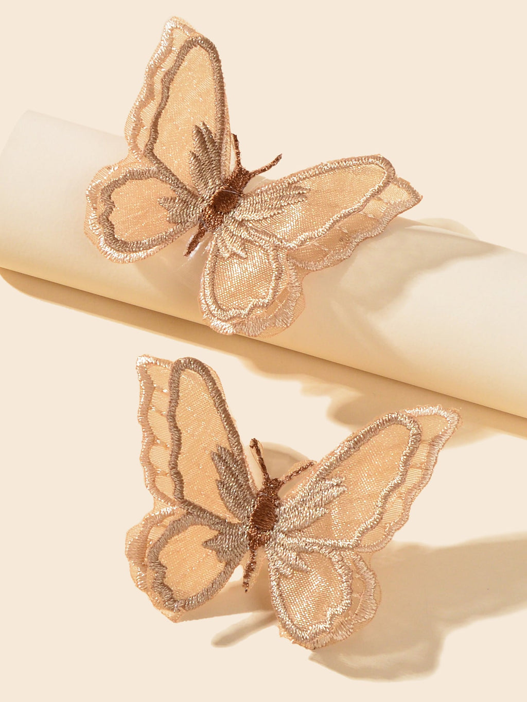 Exquisite Boho Holiday Handmade Khaki Embroidery 3D Butterly Stud Earrings Gift-1