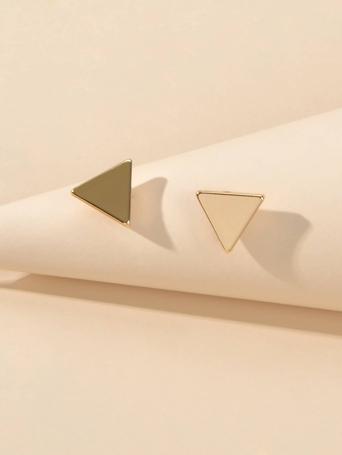 White Floral Stud Earrings Gold Triangle Earrings Set Elegant Jewelry Collection