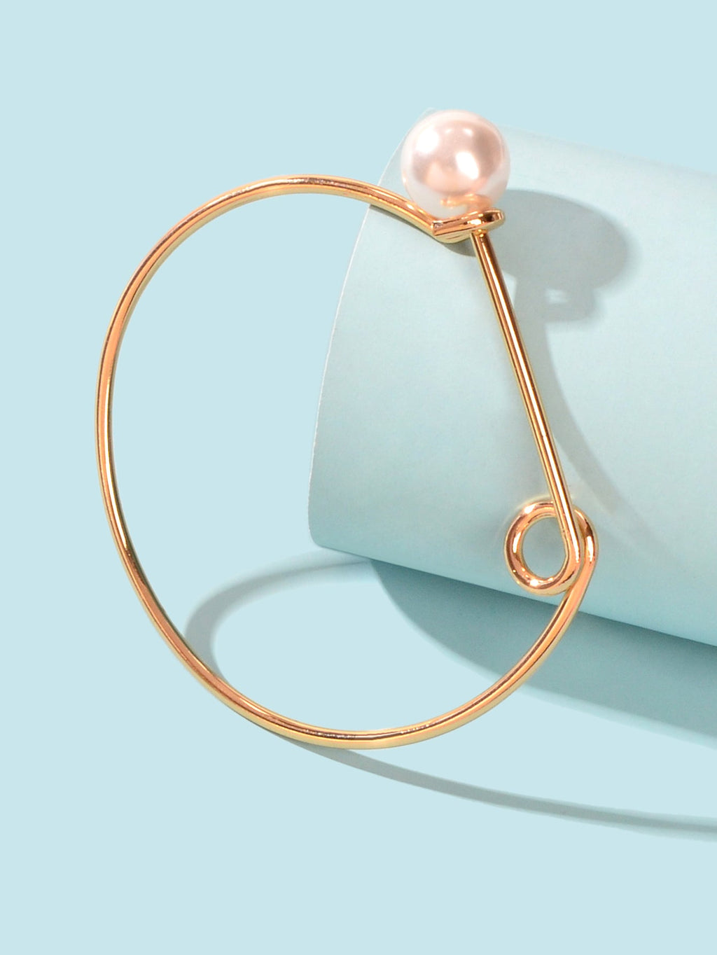 Personalized Design Pearl Decoration Gold Plated Thin Bangle Bracelet for Party