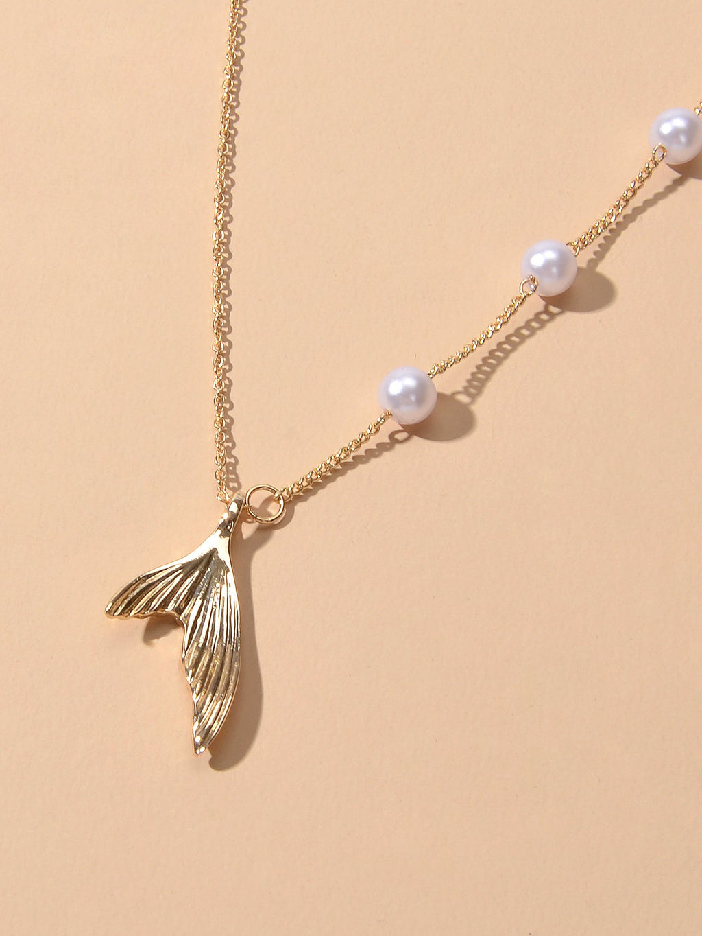Designer Jewelry Gold Chain Pearl Mermaid Tail Pendant Clavicle Collar Necklace