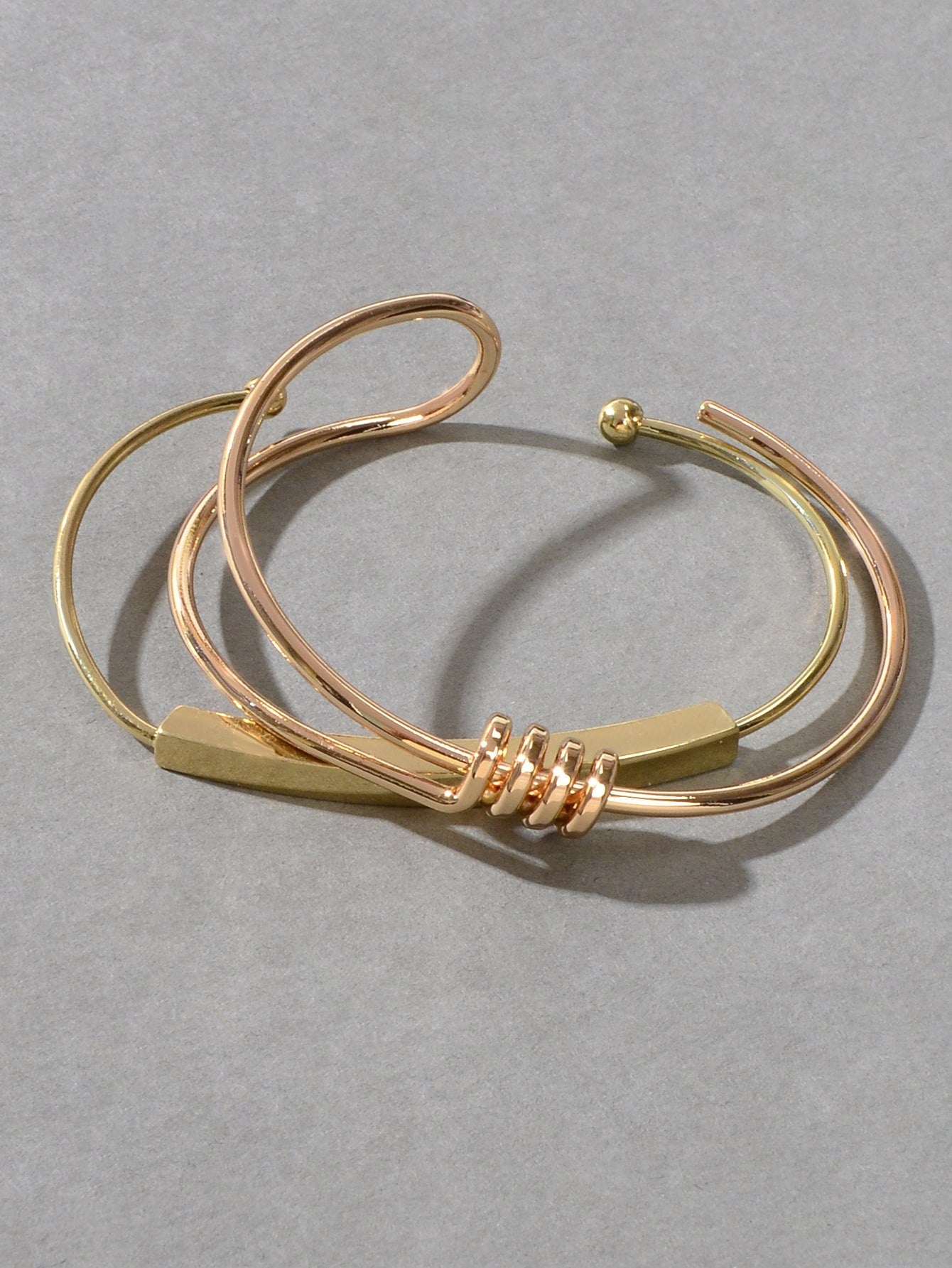 Set of 2 Cuff Bangle Gold Bracelets Elegant Accessories Ensemble Jewellery Gift