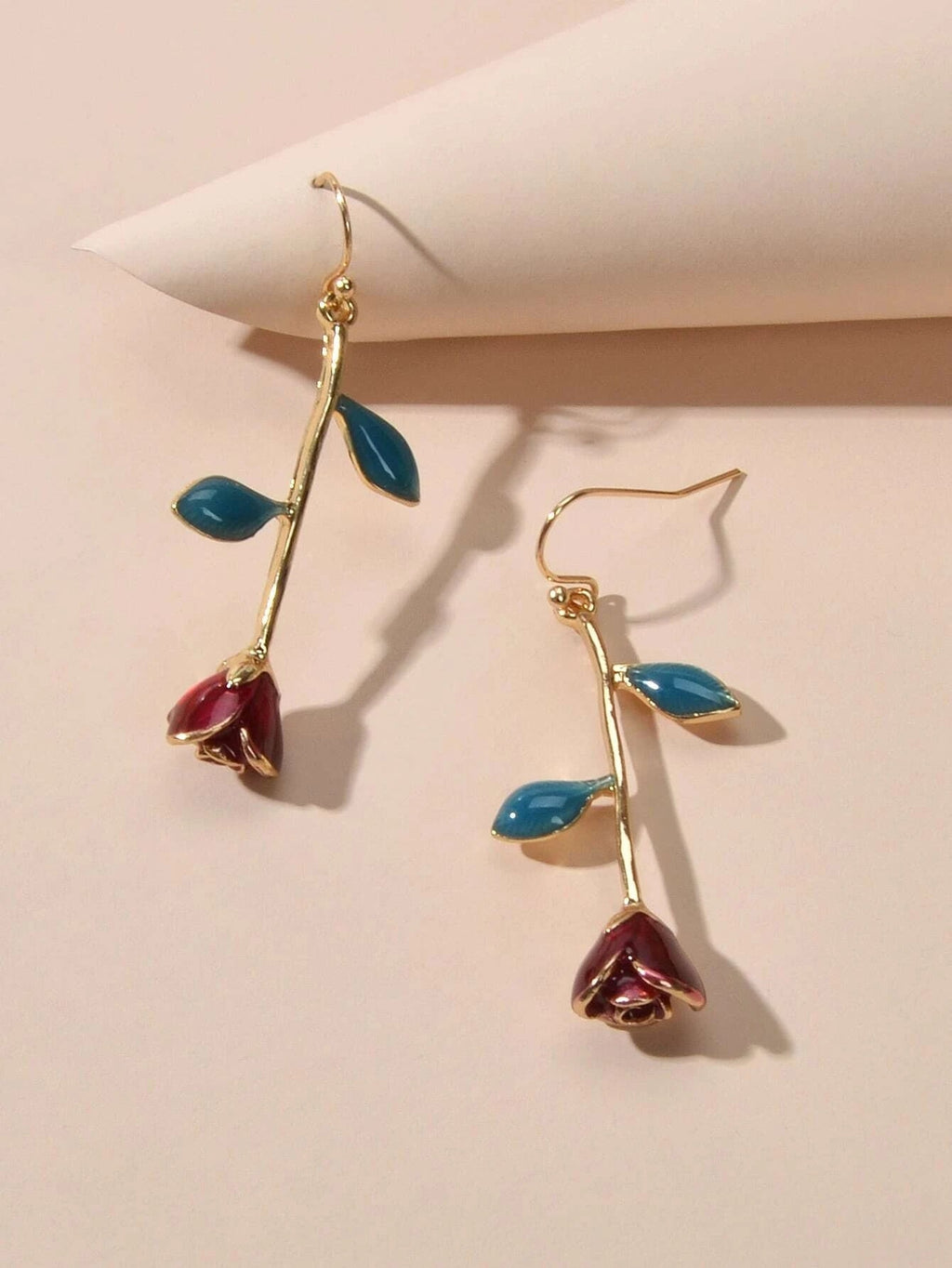 Feelontop Winered Rose Flower Drop Dangle Earrings Women Teens Party Accessories