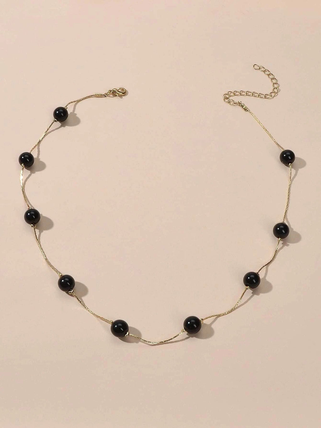 AU Post Fashion Accessories Black Beads Gold Chain Necklace Women Party Jewelry
