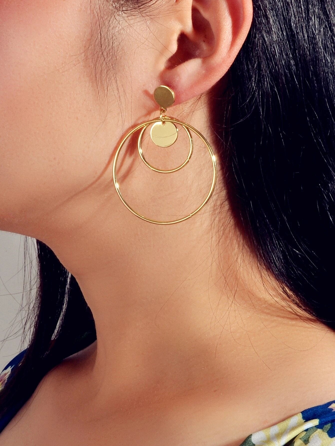 Fashion Gold Silver Circle Disc Charm Dangle Hoop Earrings Stunning Accessories