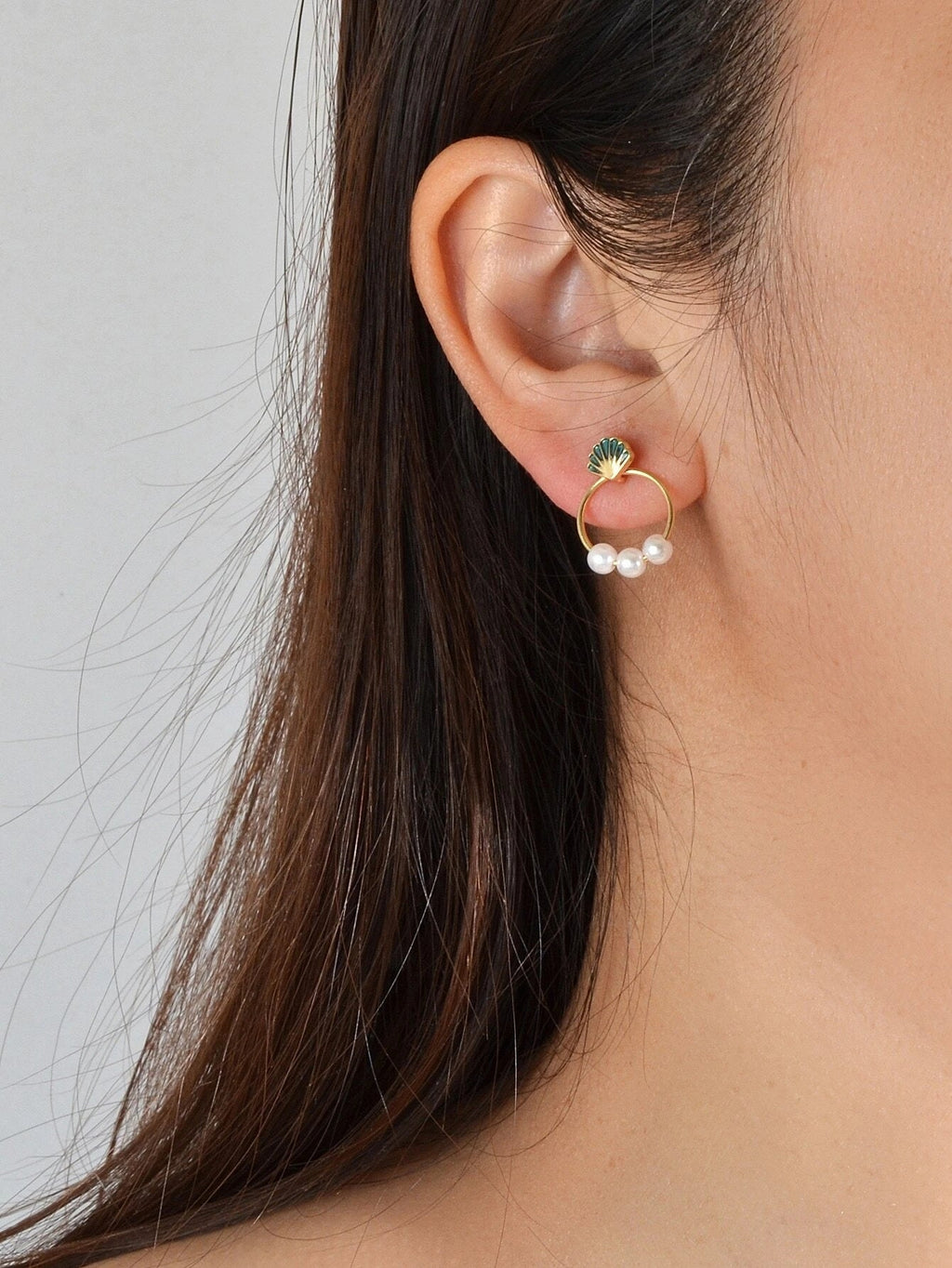 Fashion Jewellery Gold Circle Starfish Shell Asymmetric Stud Earrings Accessory