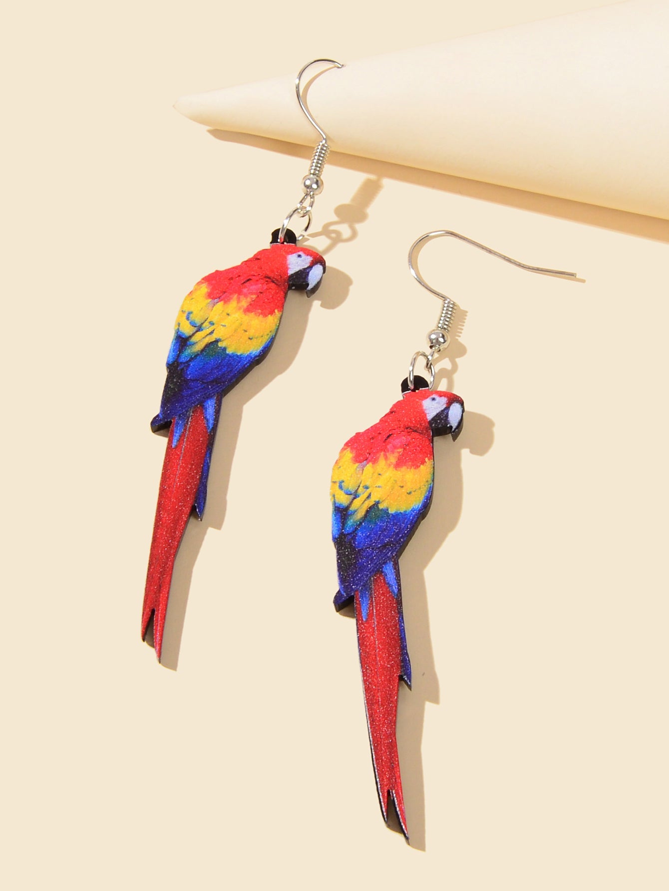 Bohemian Funny Multi-colored Acrylic Parrot Big Dangle Holiday Party Earrings