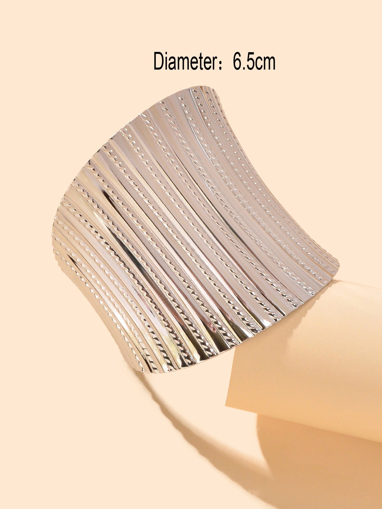 Silver Wide Cuff Bangle Statement Jewelry Glamorous Style Bracelet